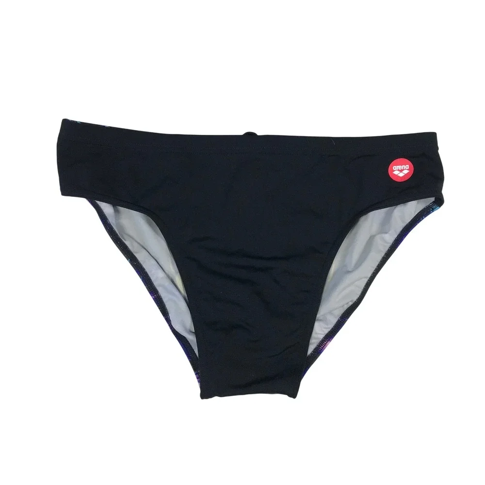 Arena Mens Swim Brief Black Skull Galaxy Print Performance Swimwear Size 36
